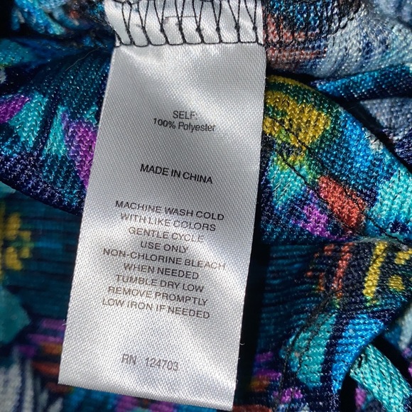 Joni B. Women’s Aztec/Tribal Print Fringe Hem 3/4 Sleeve Tunic Top Size L - Picture 6 of 8